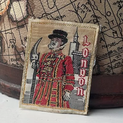 Vintage Patch LONDON Beefeater Yeoman Royal Souvenir Woven Sew On Cloth Badge • £12.50