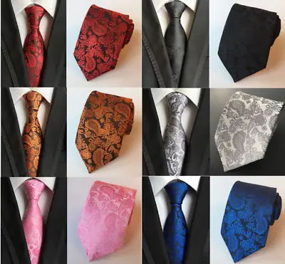 Classic Premium Woven Paisley Jacquard Silk Tie Wedding Event UK • £5.20