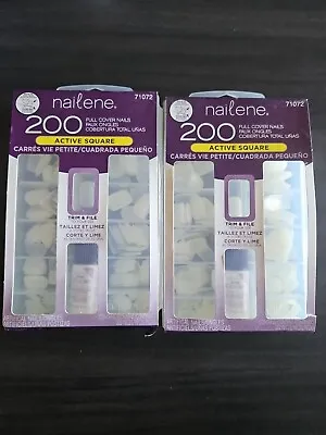 2 Packs Nailene Active Square Full Cover Nails Kit 200 Nails In Each Pack • $14.90