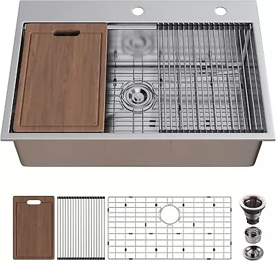 33 X 22  Drop In Kitchen Sink Stainless Steel Topmount Kitchen Sink Workstation • $249.99
