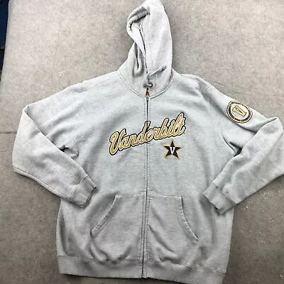 Vanderbilt Commodores Hoodie Mens 2XL Gray Spell Out Embroidered Logo Full Zip * • $18.98