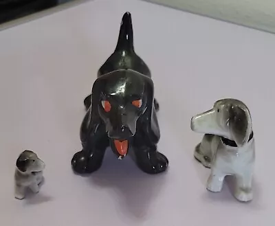 Vintage Ceramic Porcelain Small Dachshund Figurines Lot Of 3 • $15