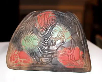 Vintage Mexican Folk Art Aztec Mayan Clay Stamp Terracotta 3.75” X 4.75” • $199.99