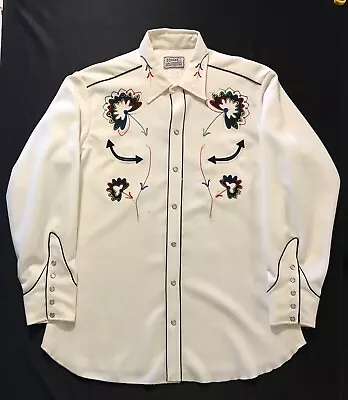 Vintage Hbarc California Ranchwear Pearl Snap Western Shirt Size 16 1/2 Texas • $27