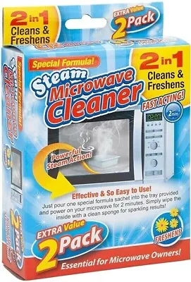 Microwave Steam Cleaner 2 Sachets Twin 2 In 1 Cleans And Freshens • £3.79