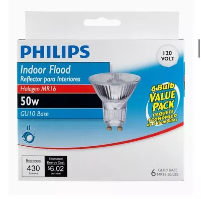 5 Philips Indoor Flood MR16 50W GU10 Base 430 Lumen / 120 V Light Bulbs Ppd Read • $16