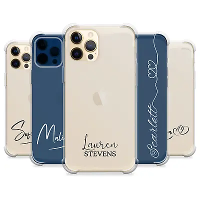 Personalised Case Phone Custom Initial Name IPhone 14 7 SE Xr 8 Clear Cover Back • £3.99