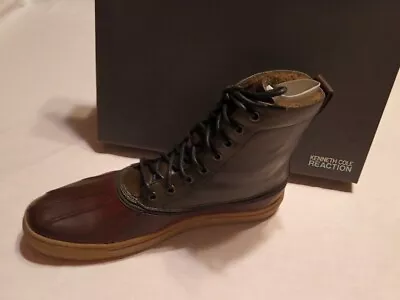 Kenneth Cole Reaction Brown Leather Lace Up Boots “Have A Vision” Size 10.5 NIB • $47.77