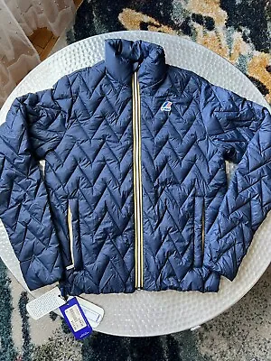 Mens K-Way Quilted Down Jacket Sz Small S Blue NWT Rare!! • $119.99