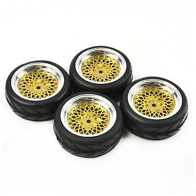 4pcs Rubber On Road Car Wheels Tires 12mm Hex For 1/10 RC Car HPI HSP Upgrades • £12.57