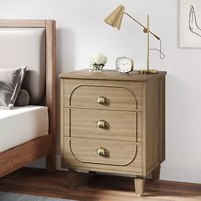 Tribesigns Wood Nightstand Mid-Century Bedside Table With 3 Drawers For Bedroom • $100.08