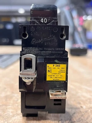 $18 • Buy Pushmatic P240 Circuit Breaker | Type P240 | 40 Amp | 2 Pole | 120/240 VAC