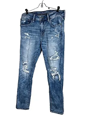 American Eagle Next Level AirFlex Skinny Jeans Mens Size32X32 Acid Wash Thrashed • $19.99