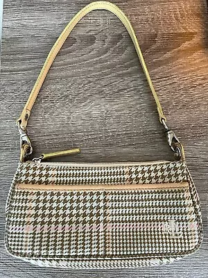 Lauren Ralph Lauren VTG Small Houndstooth Purse Beige And Pink • $14.99