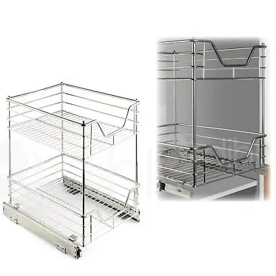 400mm Pull Out Wire Basket Kitchen Larder Base Unit Cupboard Drawer Storage • £56.99