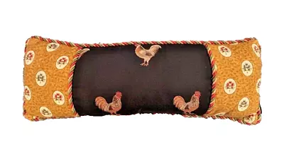 Platinum Couture Lumbar Pillow Tapestry Silk Cording Rooster Floral Design VTG • $40