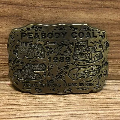 1989 Peabody Coal Co Belt Buckle Illinois Division Retraining  Equipment Mining • $14.99