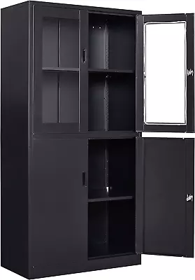 Display Cabinet With Glass Doors Freestanding Kitchen Pantry Cabinet With Glass • $223.99