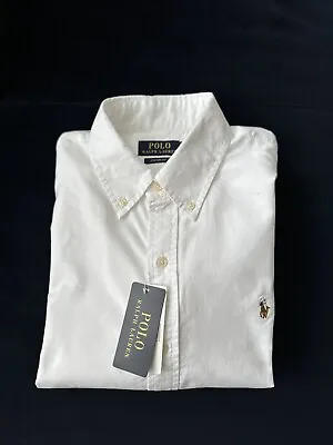 Polo Ralph Lauren Oxford Shirt White Button Down Custom Fit Size XL • £43.99