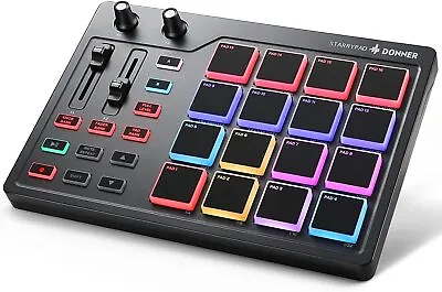 🎶 Donner USB MIDI Controller Beat Maker 16 Beat Pads 2 Fader Knobs Drum Machine • $63.99
