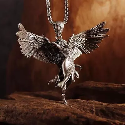 Vintage Evil Angel Wings Sexy Goddess Pendant Necklace Jeweler Couple Gift • $7.99