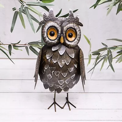 Large Metal Owl Garden Sculpture Novelty Decorative Outdoor Ornament • £22.95