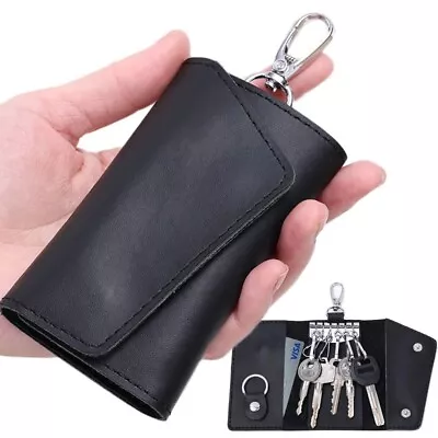 Leather Keychain Bag Key Holder Organizer Pouch Car Key Wallet Mini Card Bag • $4.85