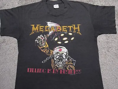 Vtg 1988 MEGADETH Killing Is My Business T-SHIRT Mens L/M 80s 90s Tour Concert • $250