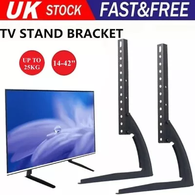 Universal 14-42  Table Top TV Stand Bracket Leg Mount LED LCD Flat TV Screen • £10.99