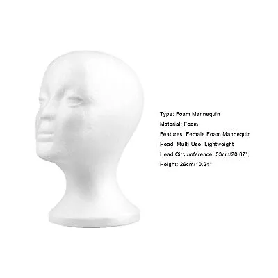 $9.89 • Buy US Female Foam Mannequin Head Model Hat Wig Glasses Display Stand Rack White New
