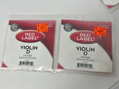 Super Sensitive Red Label Violin D Single String 1/8 Medium Lot Of 2 • $11.36