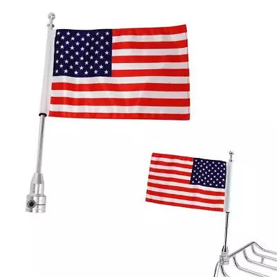 Universal Motorcycle Red American USA Flag Pole Luggage Rack Mount For Harley • $15.99