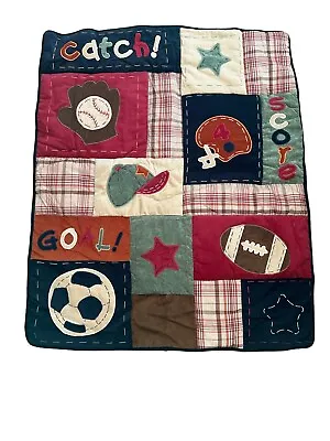 Nojo Sports Patchwork My Little MVP Crib Nursery Quilt Comforter Baseball New • $36.95