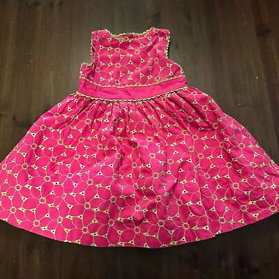 Maggie & Zoe Lined Eyelet Sleeveless Dress Girls Size 5T Pink And Green • $20