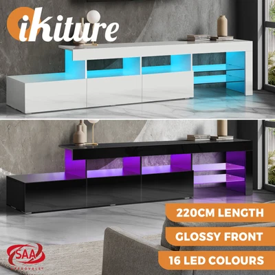 $239.90 • Buy Oikiture TV Cabinet Entertainment Unit Stand LED RGB Gloss Furniture 220CM