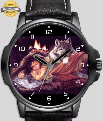 Romancing With The Wolf Art Design Unique Unisex Beautiful Wrist Watch UK FAST • $98.64