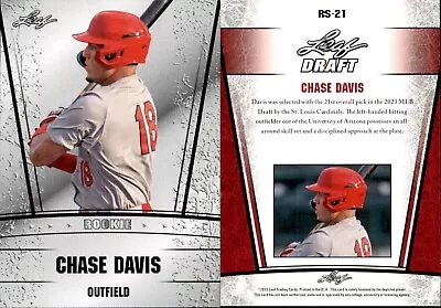 2023 Leaf Draft Silver Chase Davis RC Rookie #RS-21 St. Louis Cardinals • $4.95
