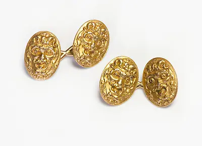 Tiffany & Co. Art Nouveau Gold Mythological Cufflinks • $7850