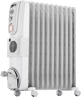 De'Longhi Portable Oil Column Heater 2400W Timer Fan Boost Heat DL2401TF White • $25499