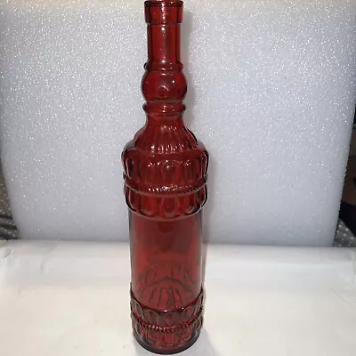 RED ORNATE GLASS BOTTLE &Cork 13” GENIE PIRATE VICTORIAN WINE DECANTER Vampire • $2.50