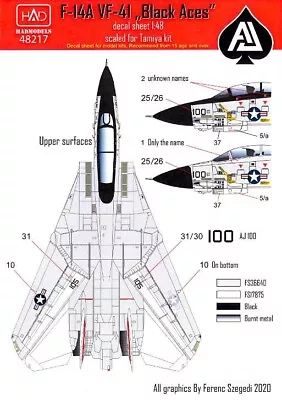 Hungarian Aero Decals 1/48 GRUMMAN F-14A TOMCAT VF-41  BLACK ACES  • $19.99