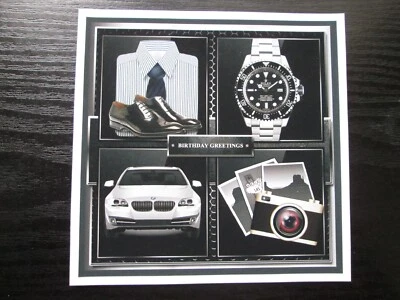 £1.30 • Buy 2 X BIRTHDAY GREETING FOR THE MEN ---   Hand Made Card Toppers