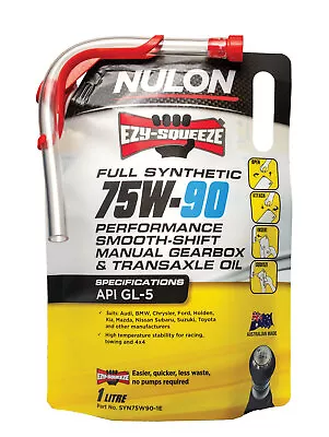 Nulon Syn75w90-1e Full Synthetic Ezy Squeeze 75w-90 Manual Gearbox & Axle Oil 1l • $38