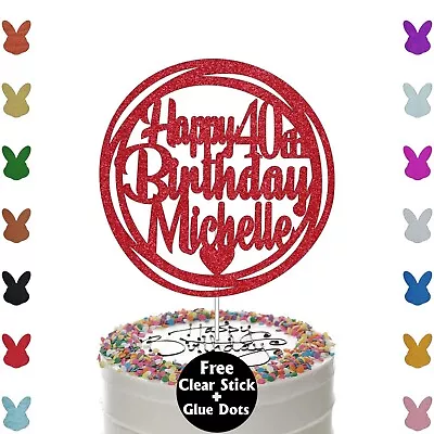 Personalised Cake Topper Circle Design Any Age Name 16th 18th 21st 30th 40 60 80 • £0.99