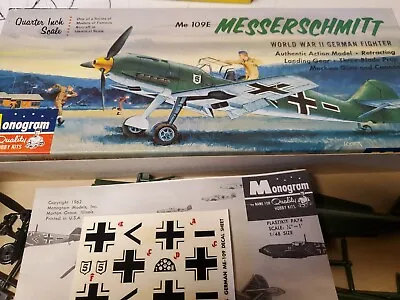 1962 Monogram 1/48 Messerschmitt Me 109E Airplane Kit • $24.67