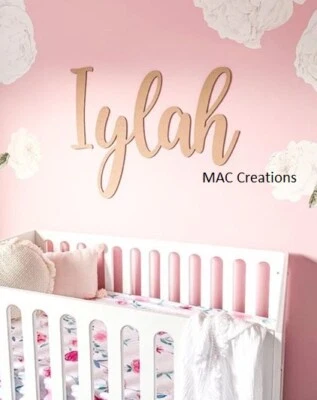 MDF Wooden Name Plaque - Bedroom Sign - Raw Unpainted - Wood Wall Name  • $15.50