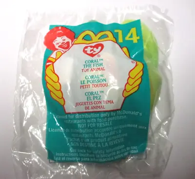 2000 Mcdonalds Ty Teenie Beanie Babies - #14 Coral The Fish - New In Bag • $1.99