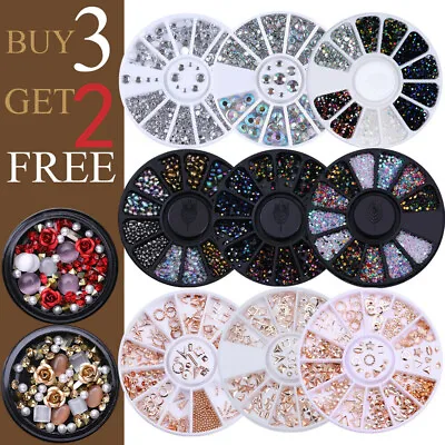 Nail Rhinestones Glitters Beads Studs Crafts Gems Stones 3D Nail Art Decoration • $2.48