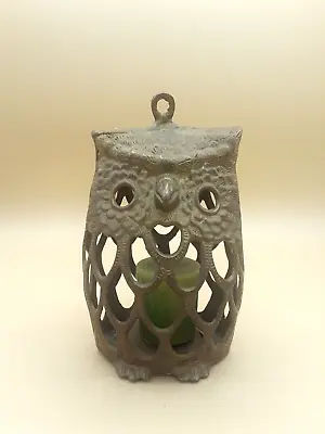 Vintage Brass Owl Candle Holder Hanging Lantern No Chain Nice Patina • $24