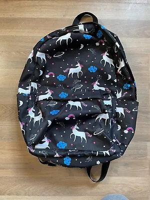 Unbranded Girls Kids Infants Unicorn Pattern Rucksack Backpack (Black) - VGC • £7.99